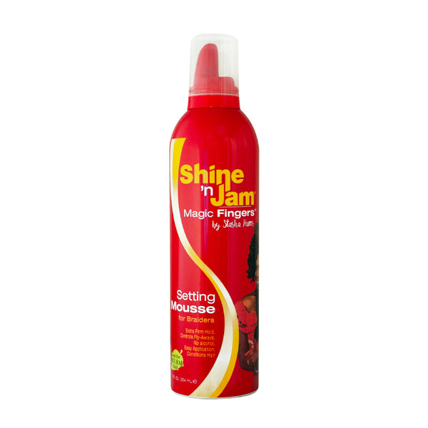 AMPRO SHINE 'N JAM MAGIC FINGERS SETTING MOUSSE FOR BRAIDS Melanin
