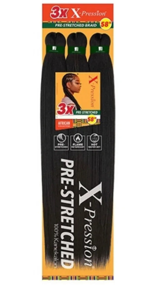 3X Sensationnel X-Pression Pre-stretched Braid 58 in - Braiding Hair