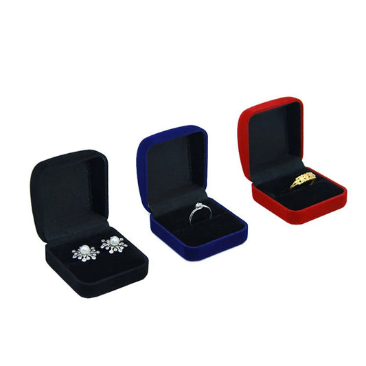 Wholesale Engagement Ring Box Black Velvet Stud Earring Storage Packing Foldable Box Wedding Ring Valentine's Day Gift Organizer