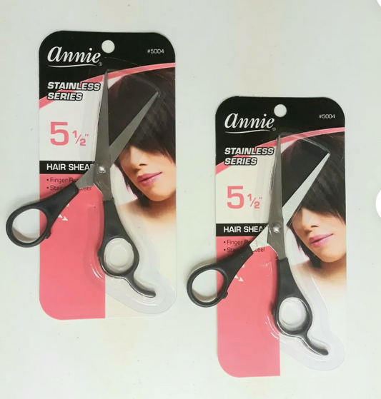 ANNIE 5 1/2" HAIR SHEAR STAINLESS STEEL WITH FINGER REST #5004 CUT SCISSORS