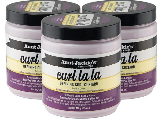 Aunt Jackie's Curl La La Defining Custard for Curls, Coils & Waves - Enriched with Shea Butter and Olive Oil, 15 oz