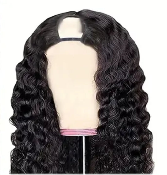 Curly V Part Human Hair Wig