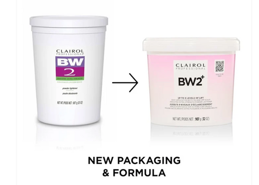 Clairol Professional Bw2 Lightener for Hair Highlights, 8 oz. & & Pure White 30 volume Crème Developer, 16 oz. Bundle