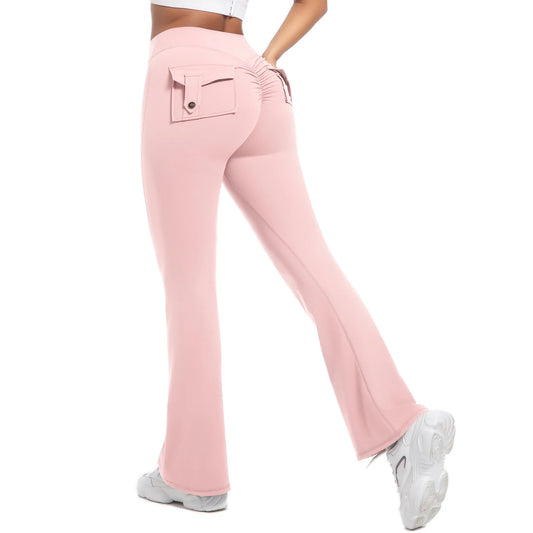 Women Flare Pocket Leggings High Waist Sport Yoga Pants Quick Dry Breathable Leggings Outfit Fitness Gym Clothes Sportwear Pant